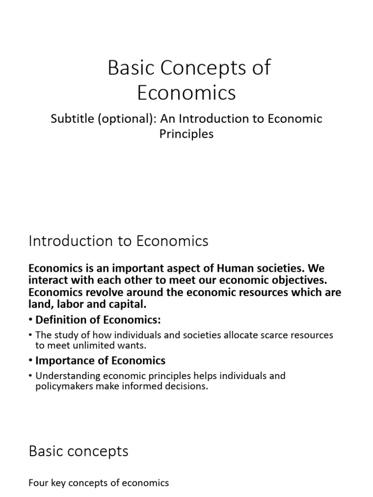 Basic Concepts of Economics | PDF | Economics | Supply And Demand