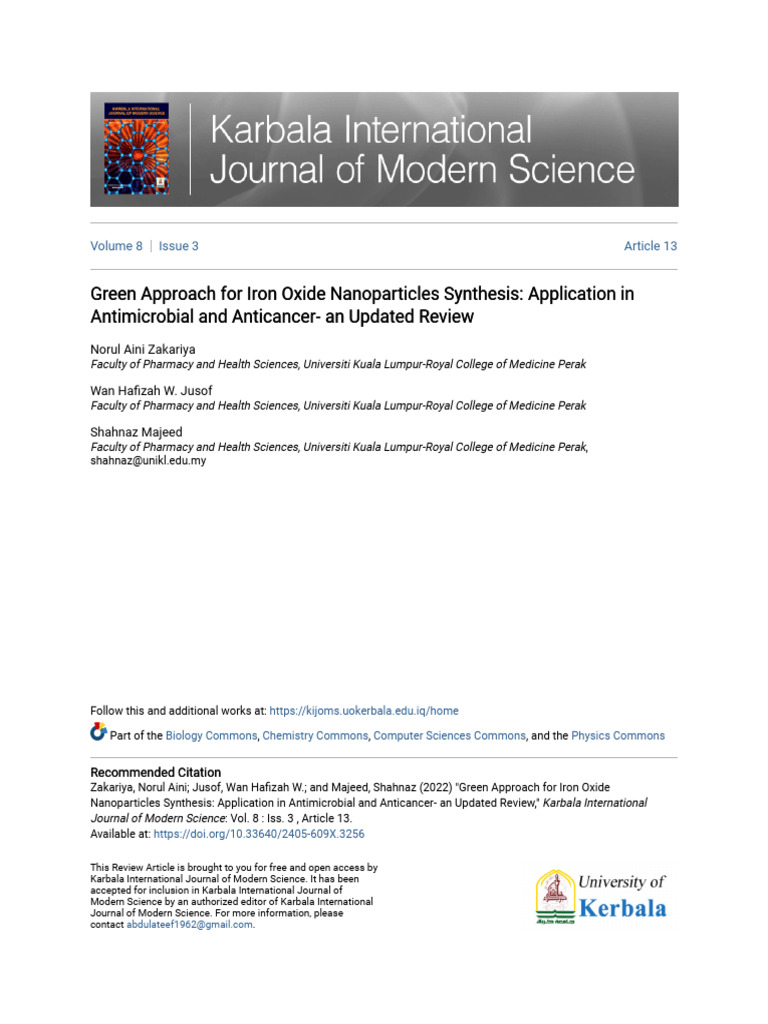 Green Synthesis of Iron Oxide Nanoparticles | PDF | Nanotechnology ...