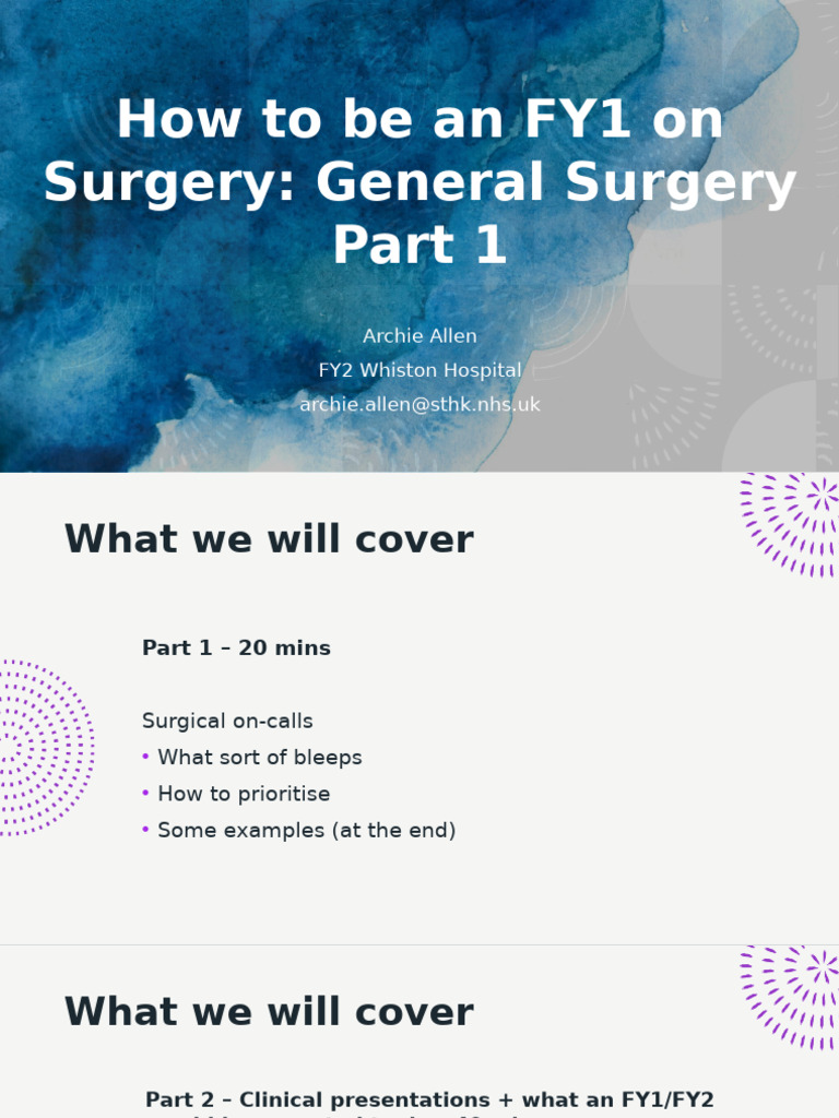 FY1 Guide to General Surgery On-Calls | PDF | Bile | Gallbladder