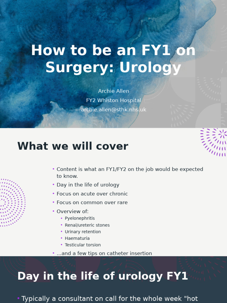 Essential Guide for Urology FY1s | PDF | Medical Specialties | Urology