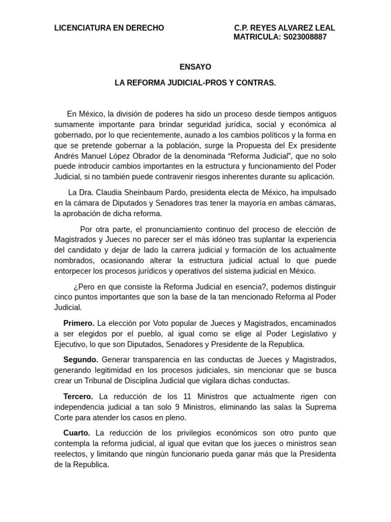 Pros y Contras de la Reforma Judicial en México | PDF | Judicaturas ...