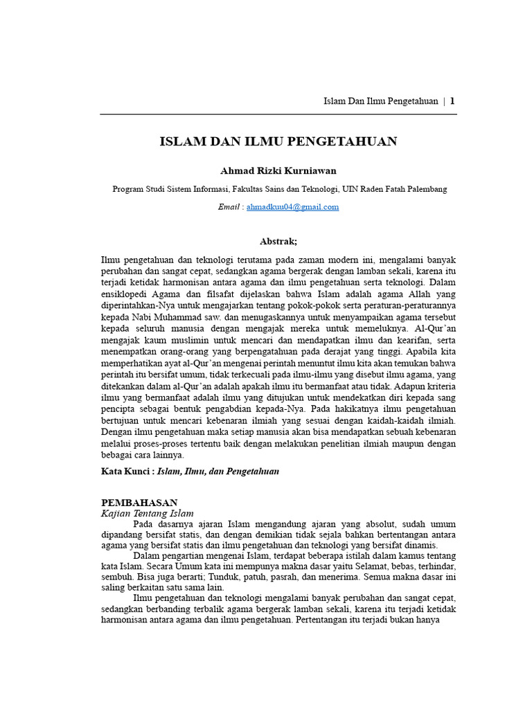 Hubungan Islam dan Ilmu Pengetahuan | PDF