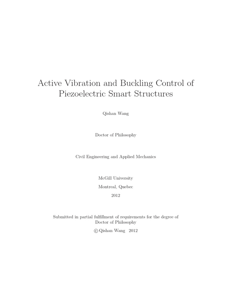 Active vibration and buckling control of piezoelectric smart structures ...