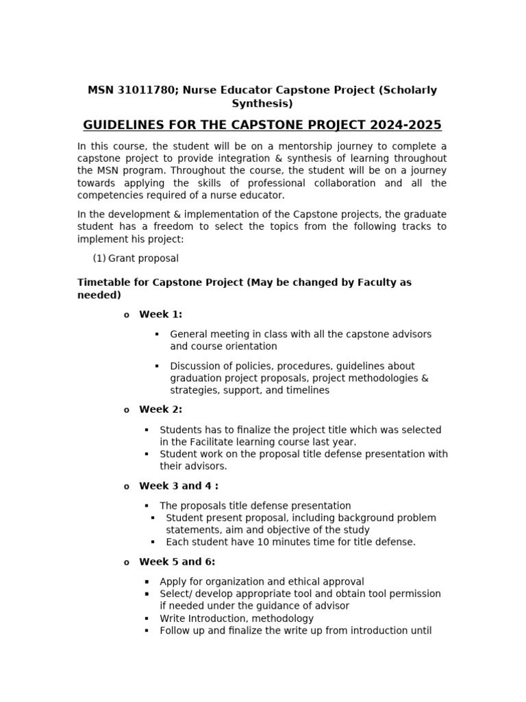 Nurse Educator Capstone Project Guide | PDF | Methodology