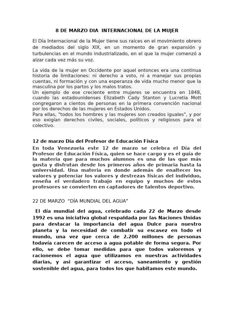 8 DE MARZO DIA DE LA MUJER | PDF