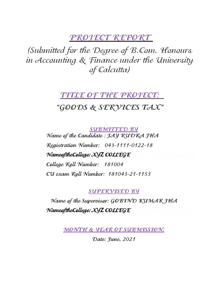 Goods and Services Tax Project Report | PDF