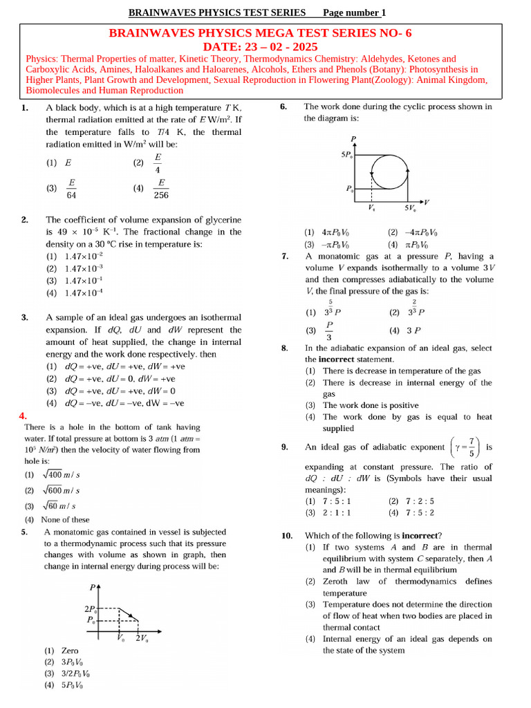 Mega Test Series 7 Question Paper | PDF | Photosynthesis | Pollen