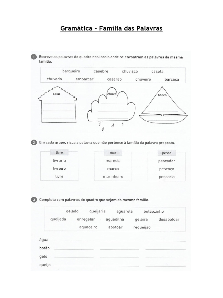 Anexo 3 - Exercícios Gramaticais Sobre A Família de Palavras | PDF