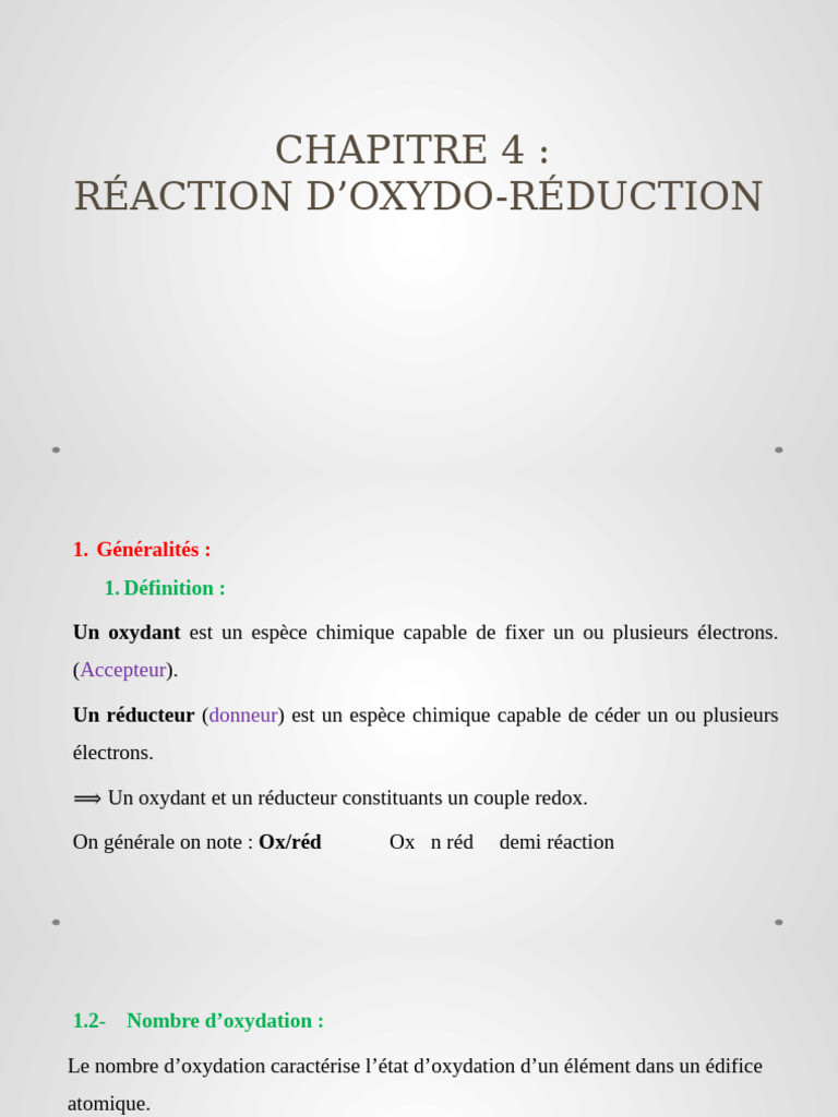 Réactions d'oxydoréduction et potentiels PDF Réaction d — free download