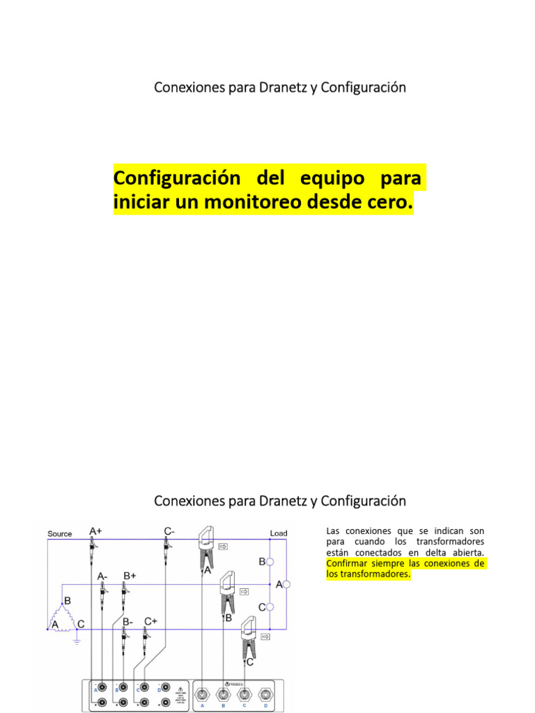 Configuración y Conexiones Dranetz | PDF | Transformador | Electricidad