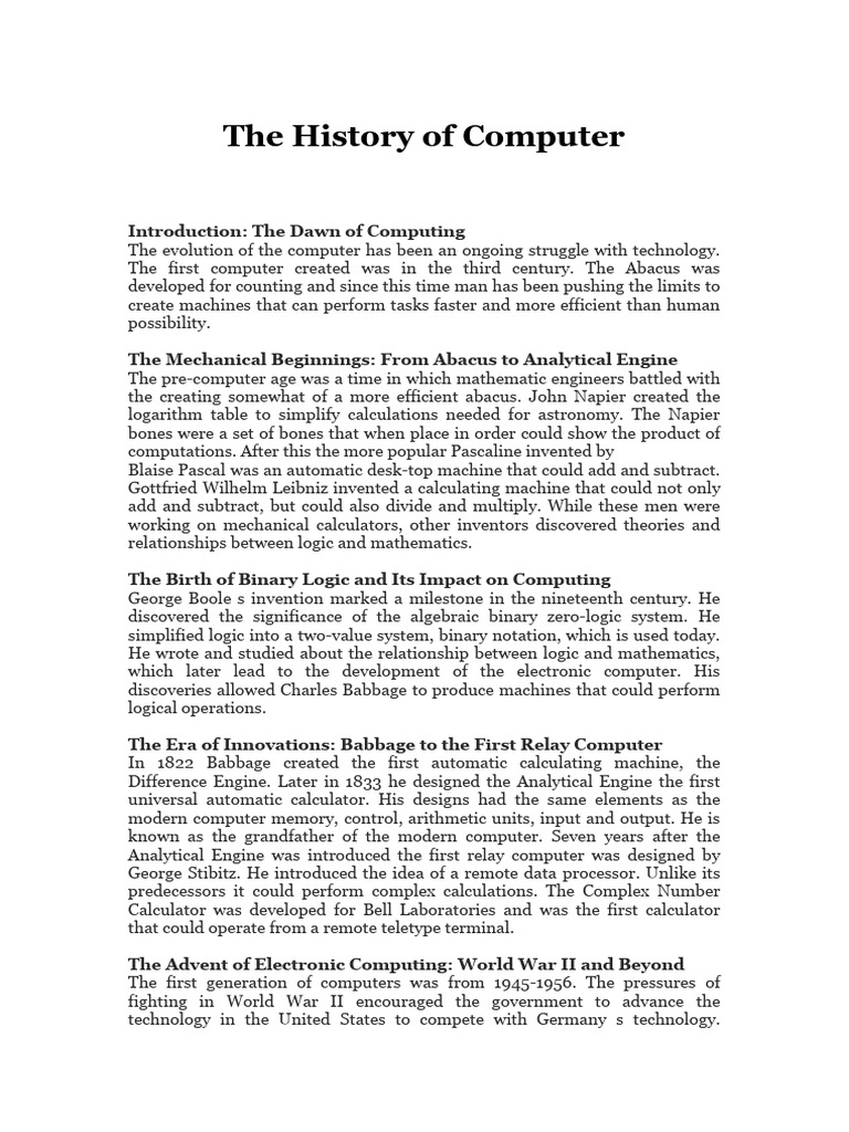 Evolution of Computer by Taseen | PDF | Integrated Circuit | Personal ...