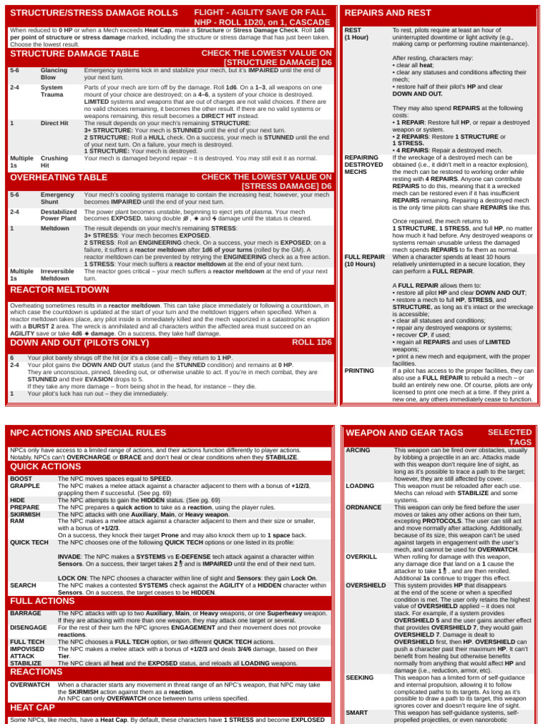Lancer Structure and Stress Damage Guide | PDF