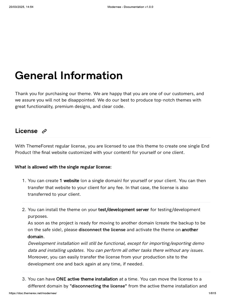 Modernee Theme License Overview | PDF | Word Press | Software