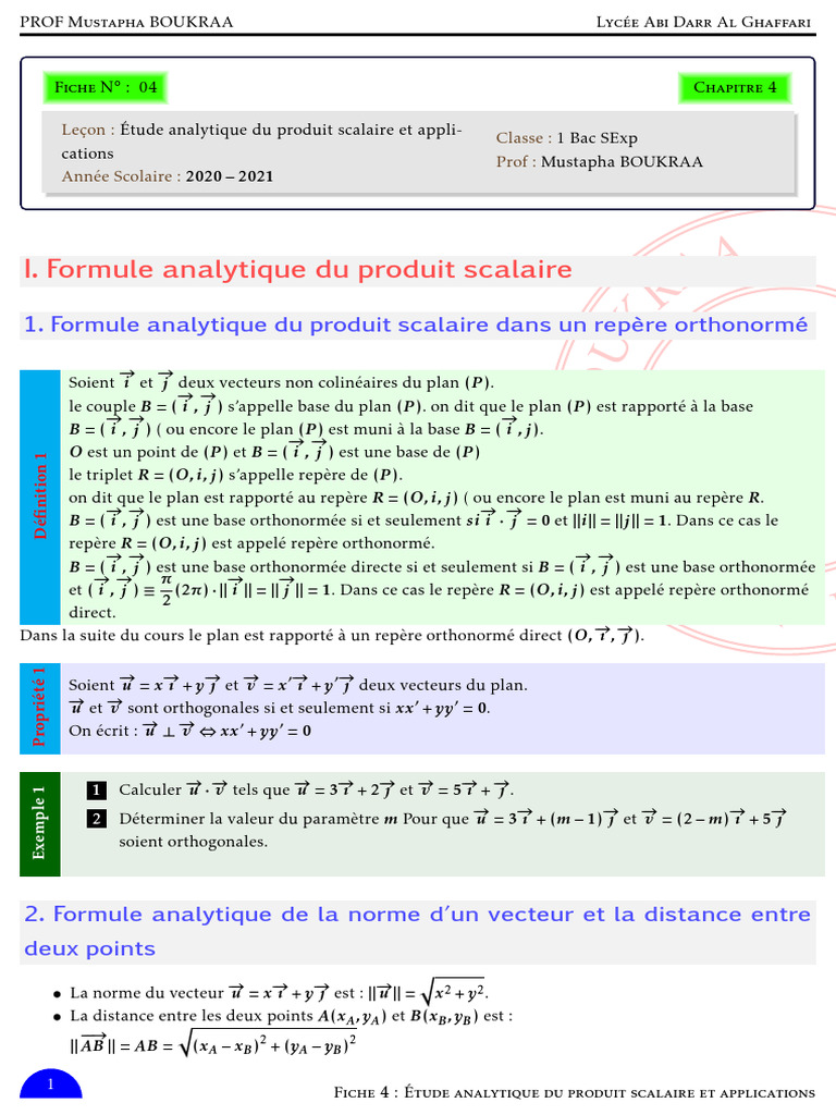 Norme et produit scalaire en maths | PDF | Cercle | Coordonnées ...