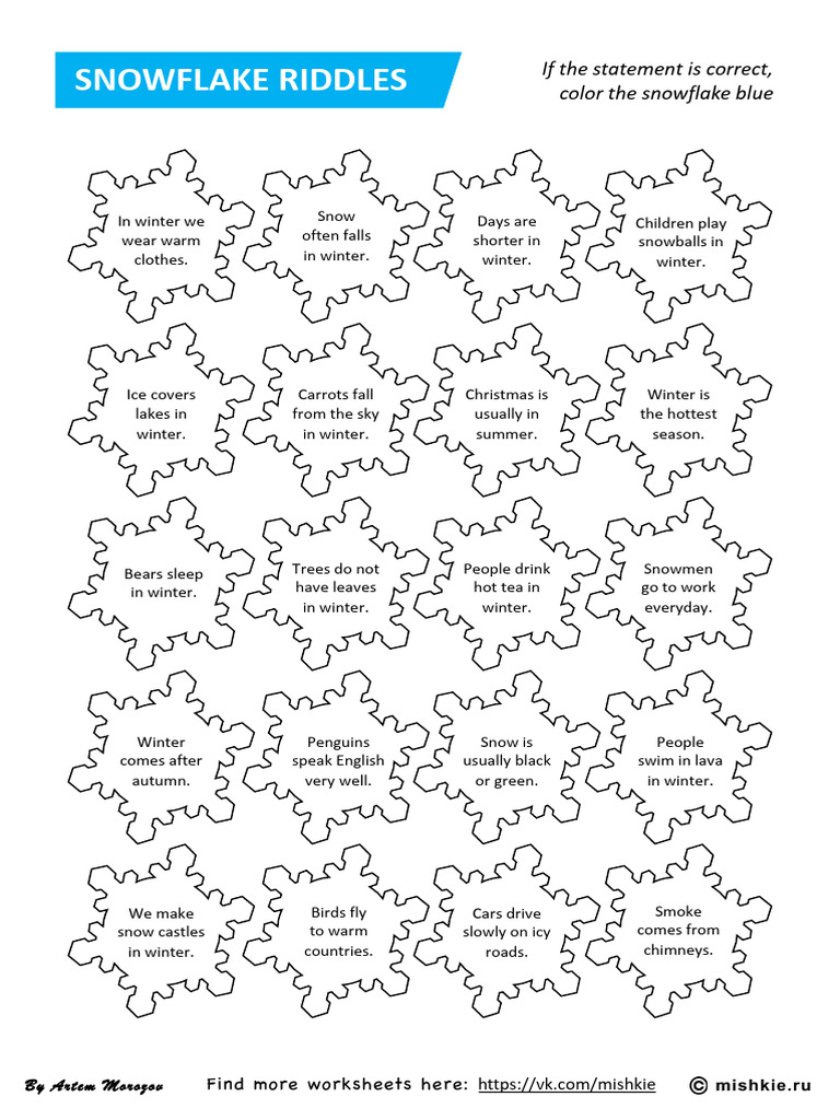 Snowflake Riddles for Kids | PDF | Snow