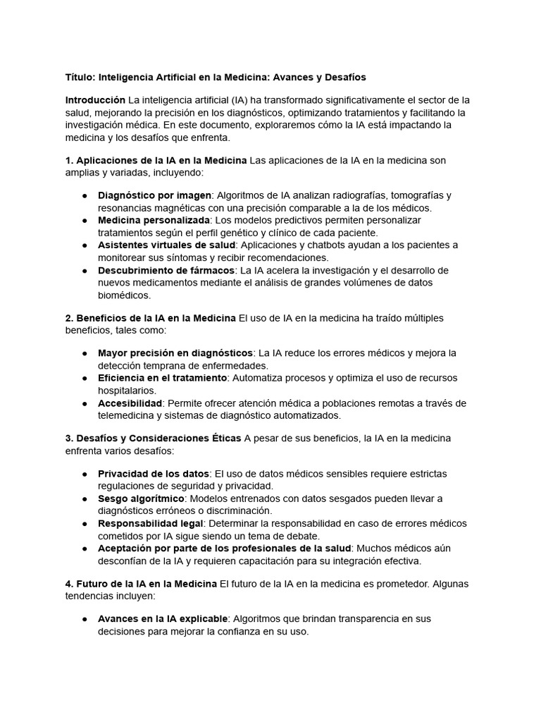 IA en Medicina: Avances y Retos | PDF | Inteligencia artificial ...