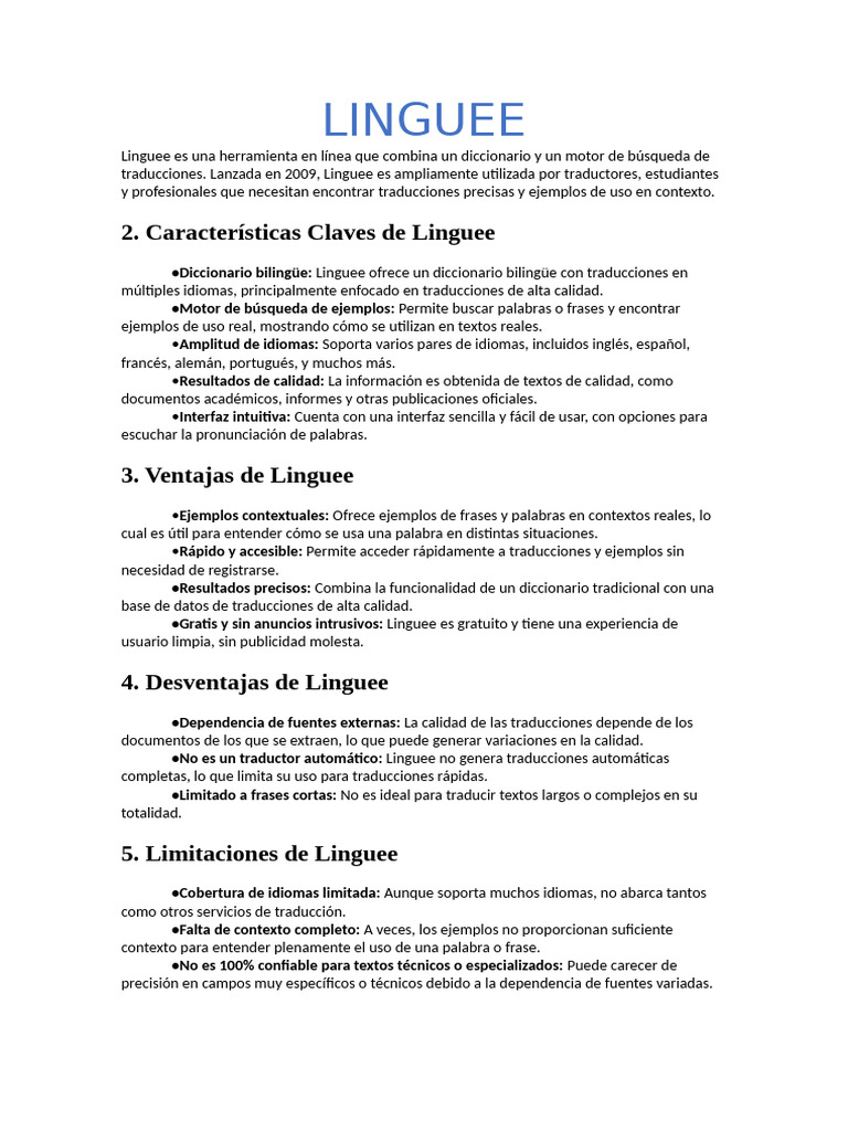 Linguee: Diccionario y Traductor Bilingüe | PDF | Traducciones ...