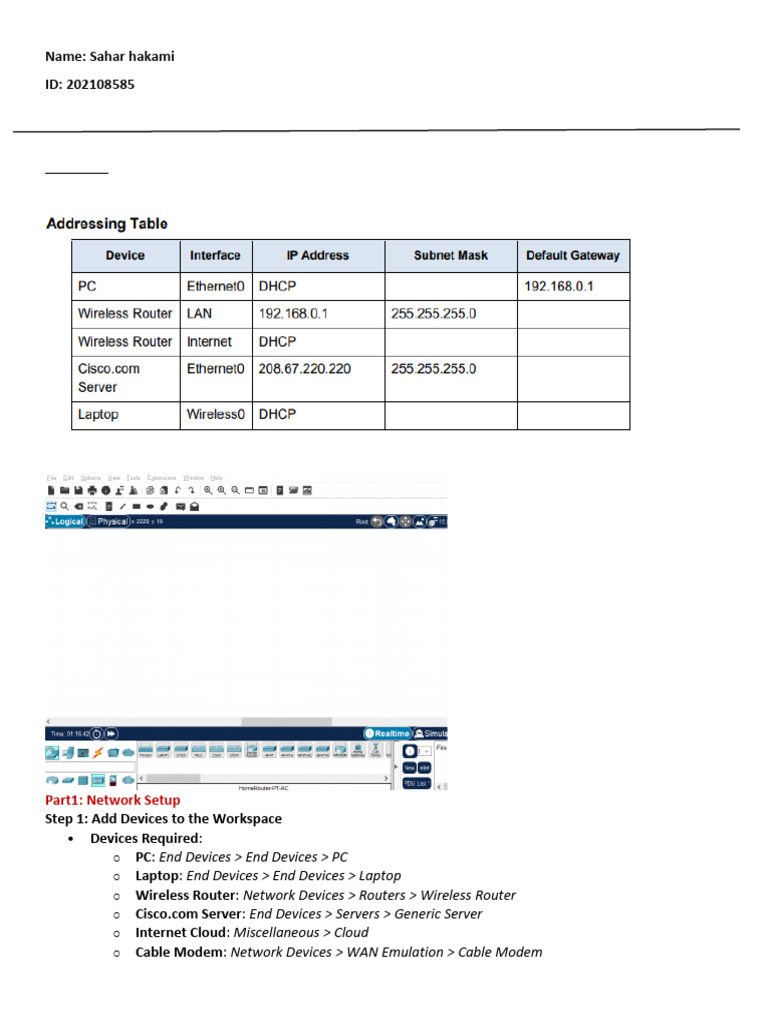Simple Network Setup with DHCP Configuration | PDF