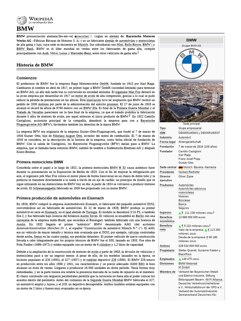 Historia y evolución de BMW | PDF | BMW | Tecnología de vehículos
