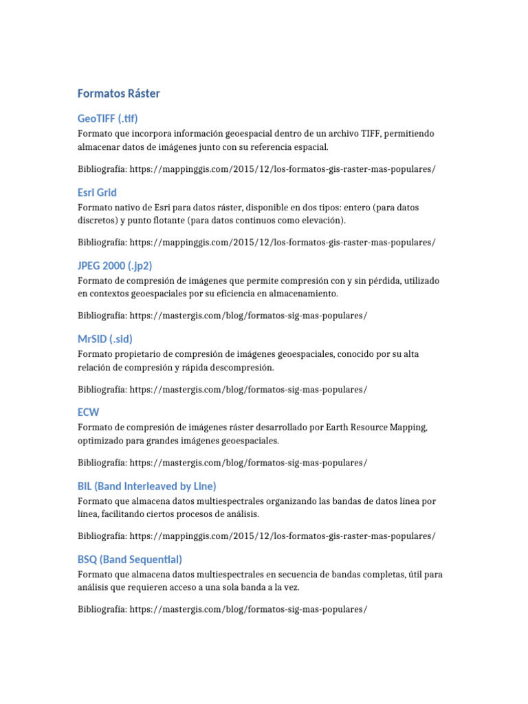 Formatos Raster | PDF | Sistema de información geográfica | Compresión ...