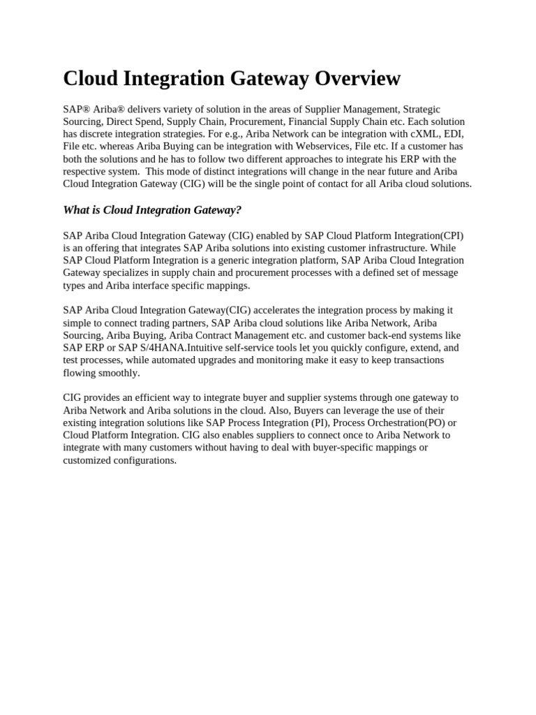 SAP Ariba Cloud Integration Gateway Overview | PDF | Procurement ...