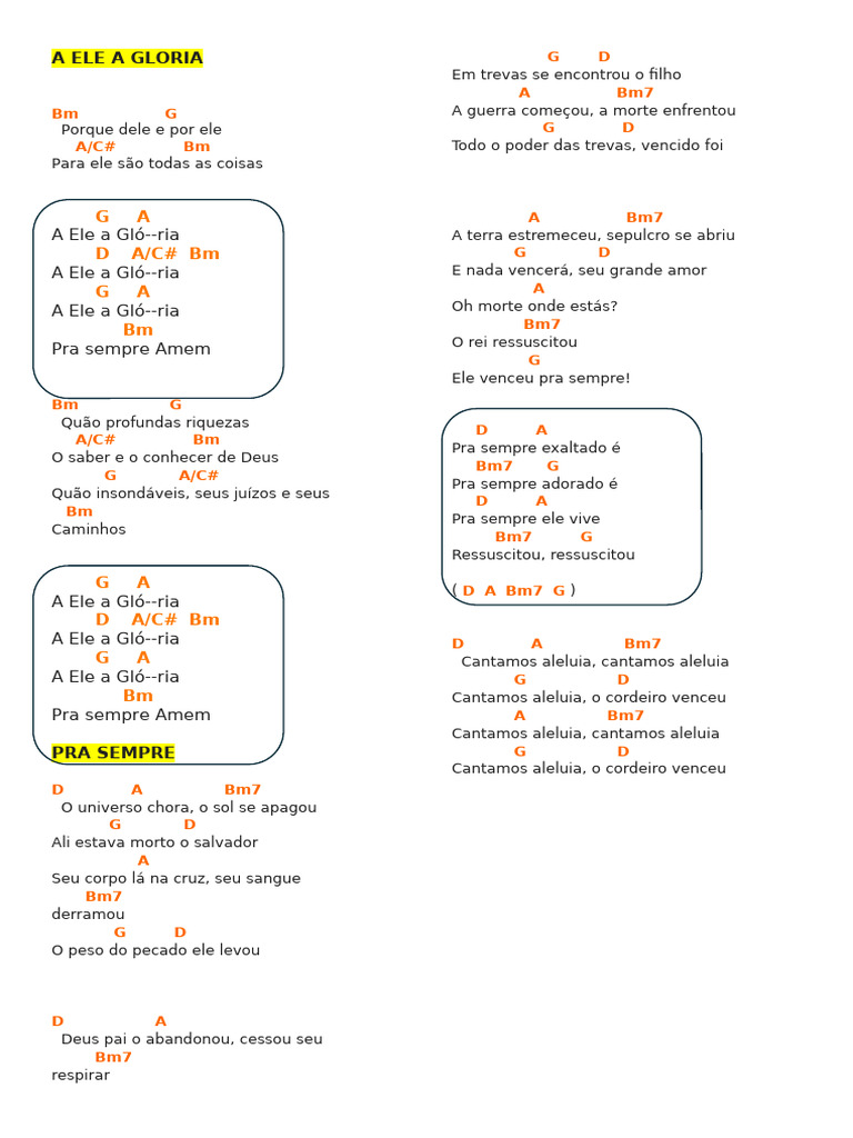 Letra de Música: A Ele a Glória | PDF