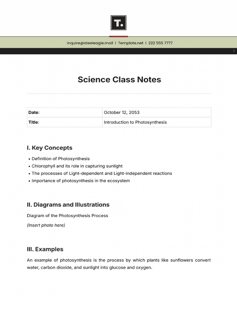 Science Class Notes Template | PDF