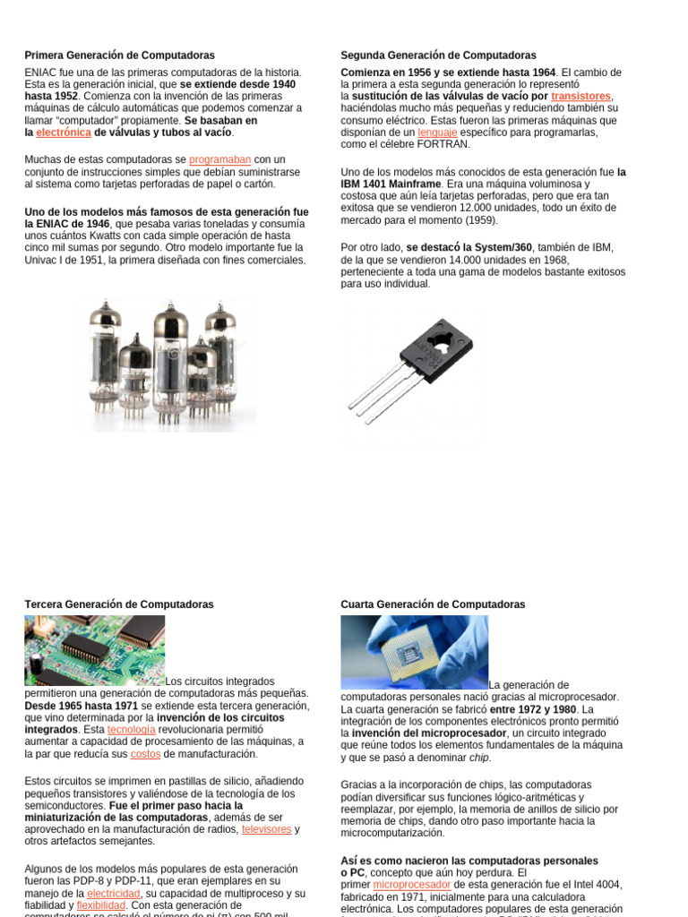 Evolución de las Generaciones de Computadoras | PDF | Circuito ...