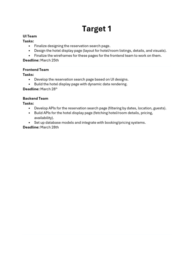 Hotel Reservation Page Development Tasks | PDF