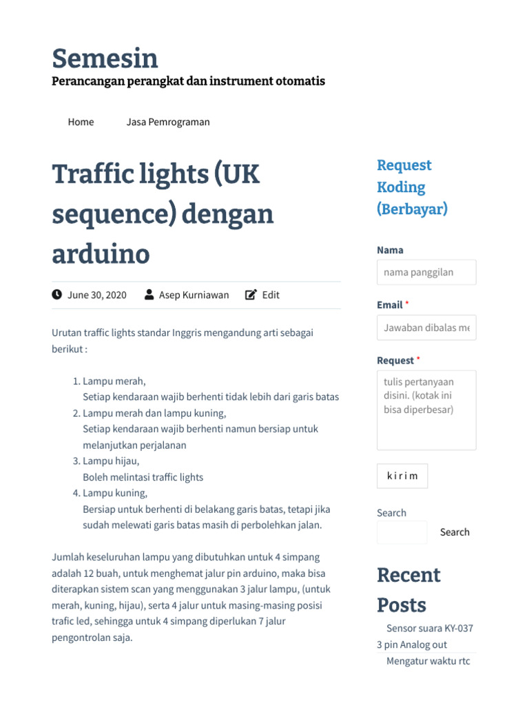 Program Traffic Light 4 Simpang Arduino | PDF