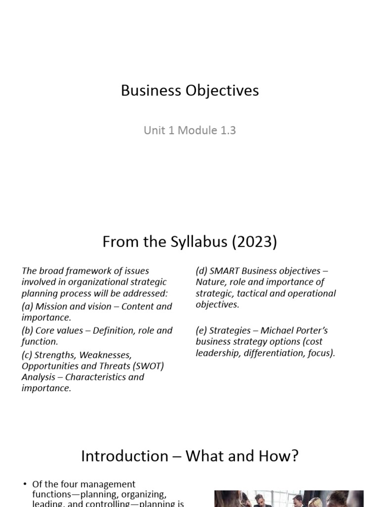 Business Objectives and Strategic Planning | PDF | Strategic Management ...