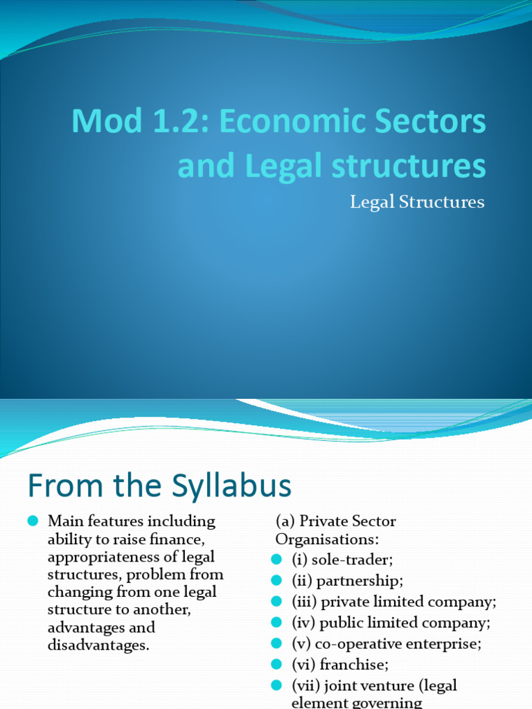 Economic Sectors and Legal Structures | PDF | Partnership | Joint Venture