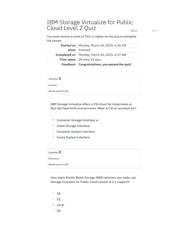 IBM Storage Virtualize Quiz Results | PDF | Cloud Computing | Virtual ...