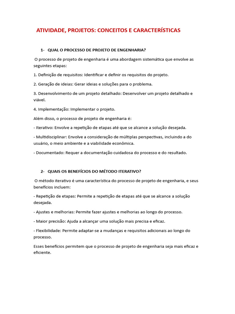 Processo de Projeto de Engenharia Explicado | PDF | Engenheiro | Engenharia