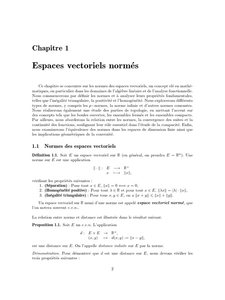 Normes et Espaces Vectoriels Normés | PDF | Géométrie | Mathématiques