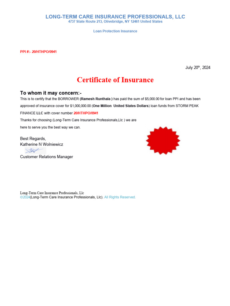 Loan Protection Insurance Ramesh - 4 | PDF