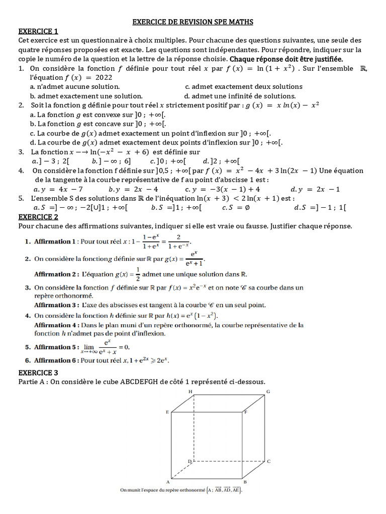 Exercice de Revision Spe Maths | PDF