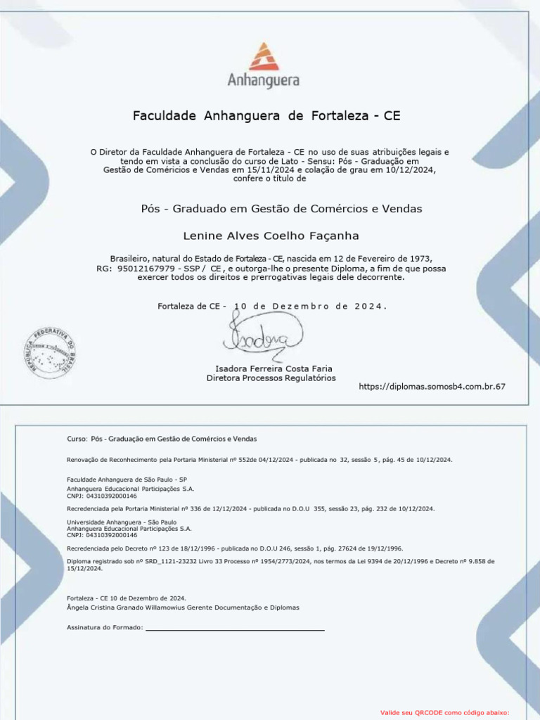 Diploma de Pós-Graduação em Vendas CE | PDF
