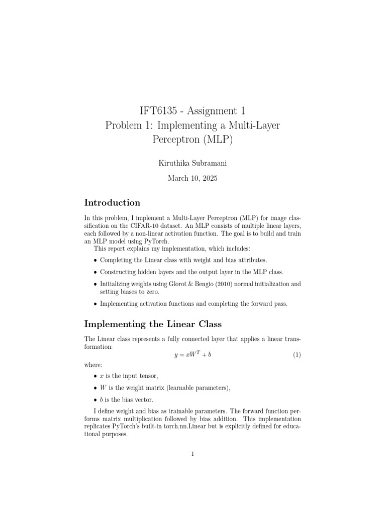MLP Implementation for CIFAR-10 Classification | PDF | Applied ...