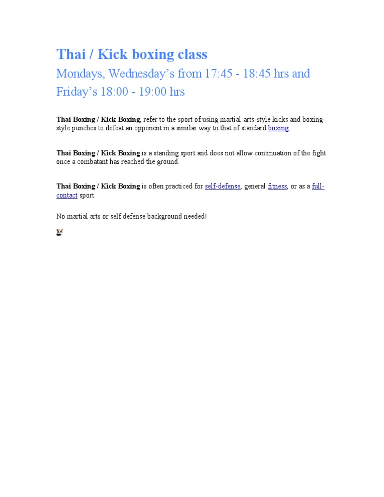 Kickboxing Classes for Beginners | PDF