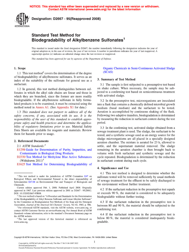 ASTM D2667 Standard Test Method For Biodegradability of Alkylnezene ...