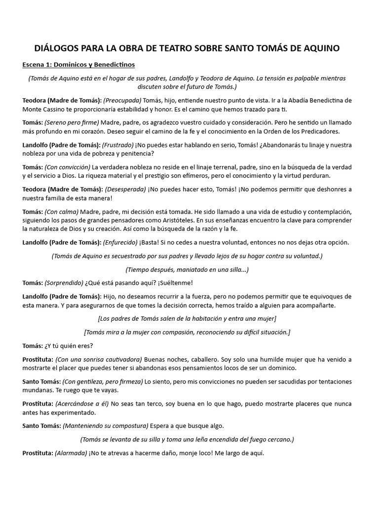 Diálogo para La Obra de Teatro | PDF | Tomás de Aquino | Existencia de dios