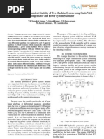 Improvement of Transient Stability of Two Machine System Using Static VAR Compensator and Power System Stabilizer