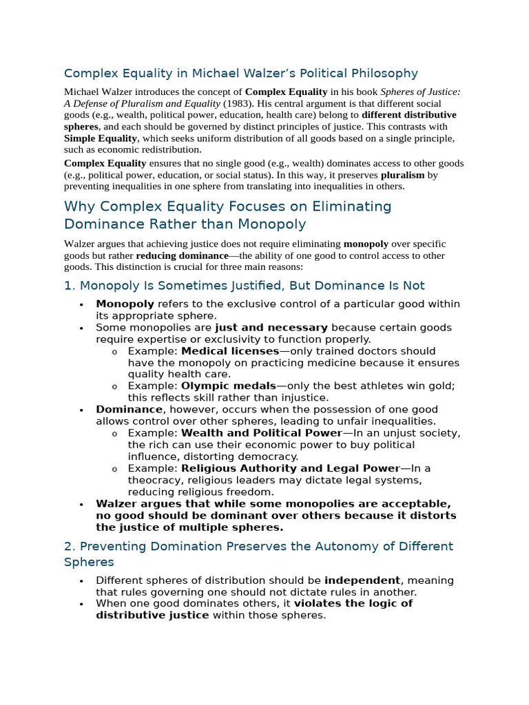 Why Complex Equality Focuses On Eliminating Dominance Rather Than ...