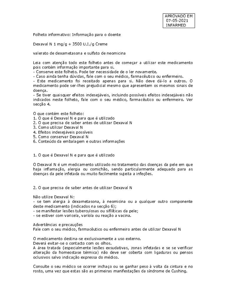 Uso e Indicações do Dexaval N Creme | PDF | Gravidez | Amamentação