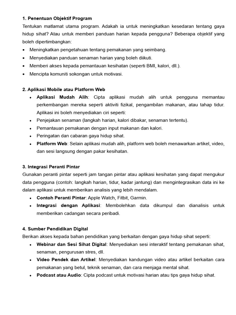 Cadangan Program Gaya Hidup Sihat | PDF