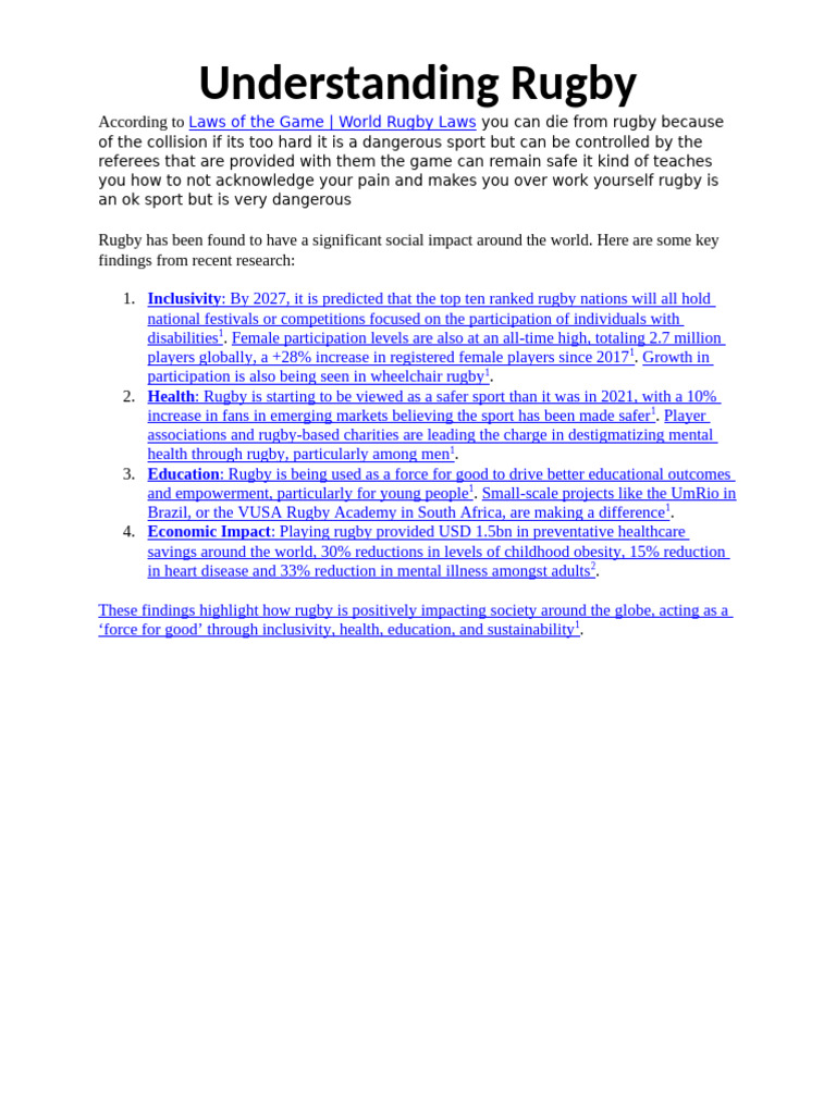 Understanding Rugby by D'Andre McFarlane and Malik | PDF