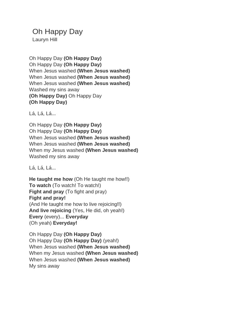 Oh Happy Day - Letra | PDF