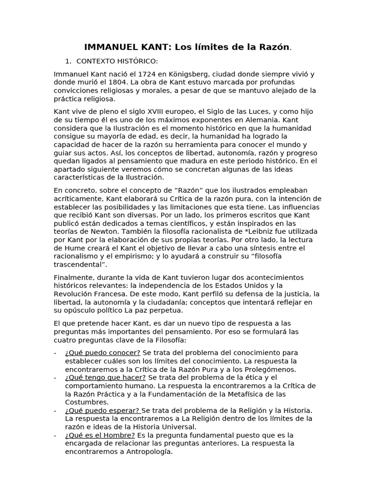 Límites de la Razón en Kant | PDF | Immanuel Kant | A priori y a posteriori