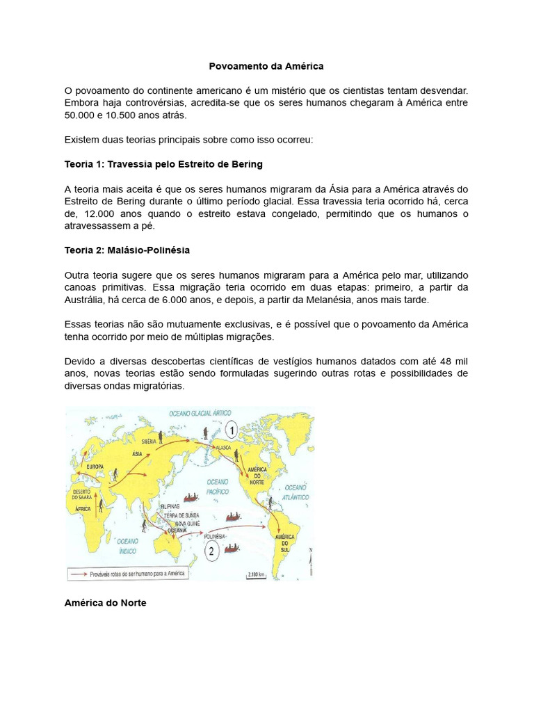 Teorias sobre o Povoamento da América | PDF | Américas